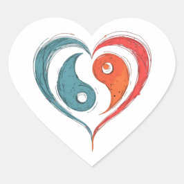 Pegatina En Forma De Corazón Símbolo artístico del equilibrio del corazón Yin Y