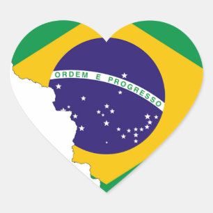 Pegatina En Forma De Corazón Símbolo de mapa de bandera de Brasil