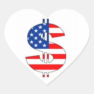 Pegatina En Forma De Corazón símbolo de moneda usa