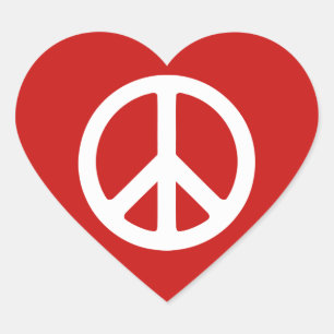 Pegatina En Forma De Corazón Símbolo de paz rojo y blanco