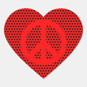 Pegatina En Forma De Corazón Símbolo de paz rojo y negro