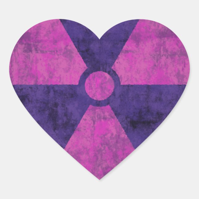Pegatina En Forma De Corazón Símbolo de radiación roja sombreado (Anverso)