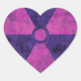 Pegatina En Forma De Corazón Símbolo de radiación roja sombreado