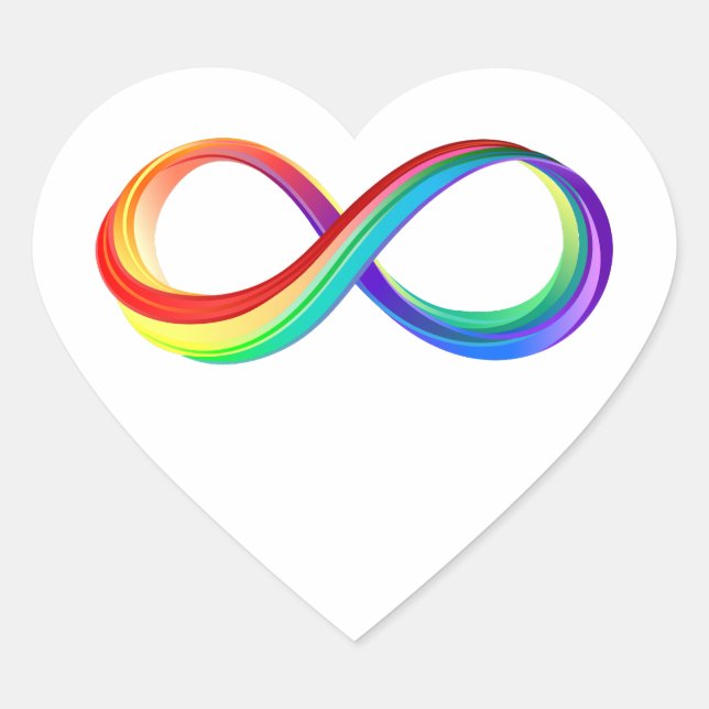 Pegatina En Forma De Corazón Símbolo infinito arcoiris en capas (Anverso)