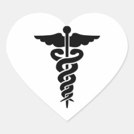 Pegatina En Forma De Corazón Símbolo médico Caduceus