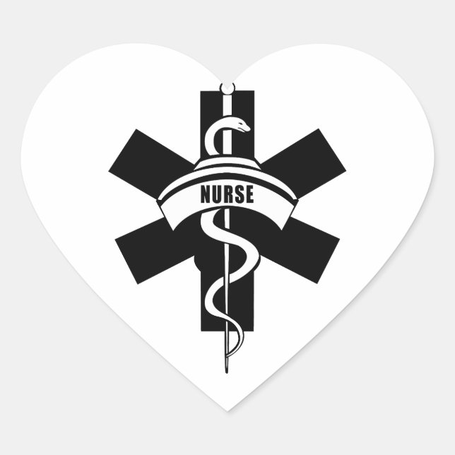 Pegatina En Forma De Corazón Símbolo médico de enfermeras RN (Anverso)