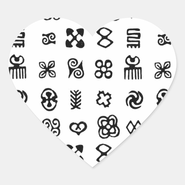 Pegatina En Forma De Corazón Símbolos africanos de Adinkra (Anverso)