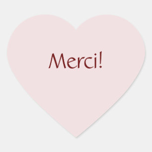 Pegatina En Forma De Corazón Simple Basic "Merci"! Diseño de texto