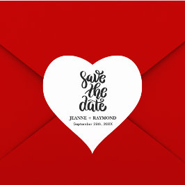 Pegatina En Forma De Corazón Simple Elegante Script Guardar El Boda De Fecha Bo