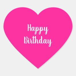 Pegatina En Forma De Corazón Simple Happy Birthday Hot Pink