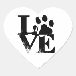 Pegatina En Forma De Corazón Simple Mascota Love Paw