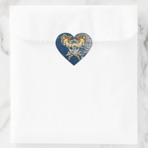 Pegatina En Forma De Corazón Sirenas aferradas - Diseño Náutico para los amante