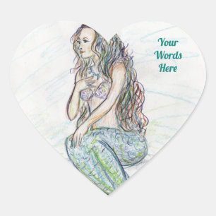 Pegatina En Forma De Corazón Sirenita en Personalizado de arte de rock Pegatina