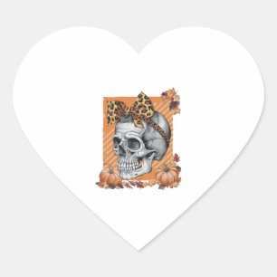 Pegatina En Forma De Corazón Skull Fall Bow Halloween