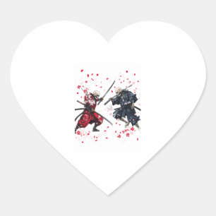 Pegatina En Forma De Corazón Skull Samurai Duel