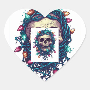 Pegatina En Forma De Corazón Skullmas enmarañadas � divertida edición de Navida