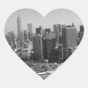 Pegatina En Forma De Corazón Skyline Black White New York