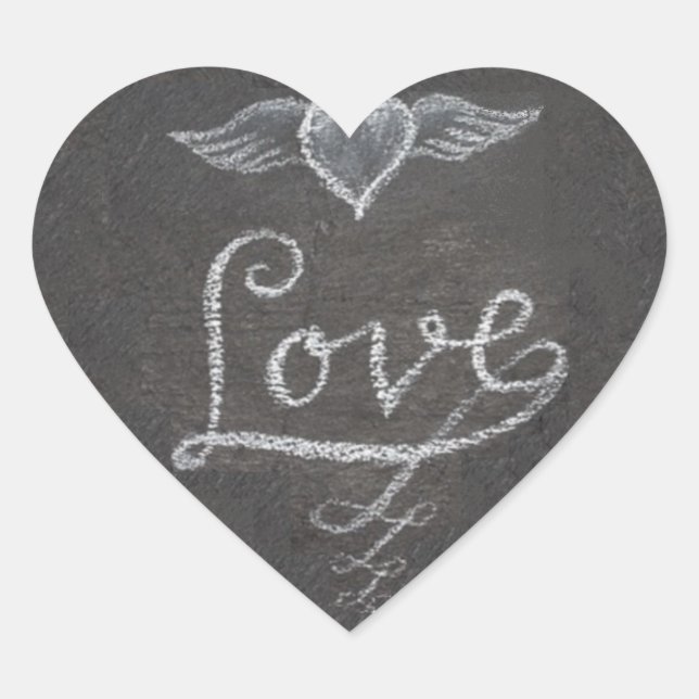 Pegatina En Forma De Corazón Slate Love in Chalk Heart (Anverso)