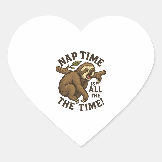 Pegatina En Forma De Corazón Sleepy Sloth Funny (Anverso)