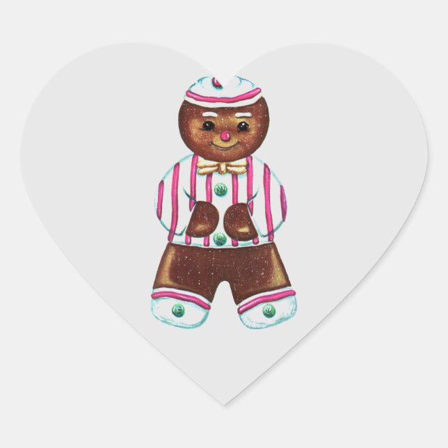 Pegatina En Forma De Corazón Snazzy Gingerbread Man (Anverso)