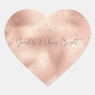 Pegatina En Forma De Corazón Snowflake, Purpurina de glam rosado de Rubor