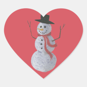 Pegatina En Forma De Corazón Snowman