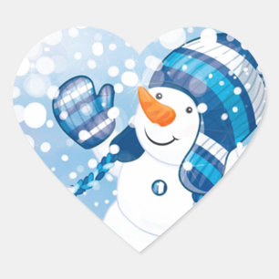 Pegatina En Forma De Corazón Snowman