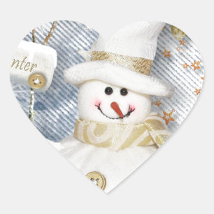 Pegatina En Forma De Corazón Snowman de invierno frío