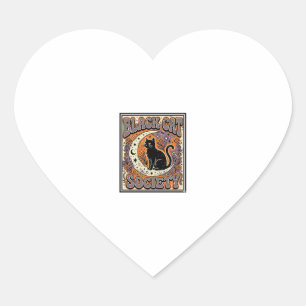 Pegatina En Forma De Corazón Sociedad del Gato Negro Gato Negro Arte Vectorial 