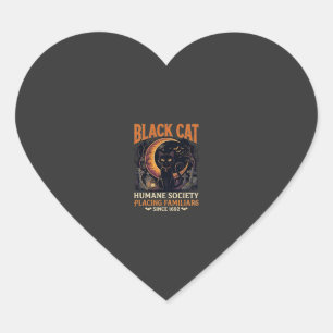 Pegatina En Forma De Corazón Sociedad Humanitaria del Gato Negro Halloween Luna