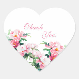 Pegatina En Forma De Corazón Soft Pink Peony Watercolor Floral Wedding
