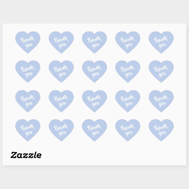 Pegatina En Forma De Corazón Soft Sky Blue Thank You Heart Sticker (Hoja)