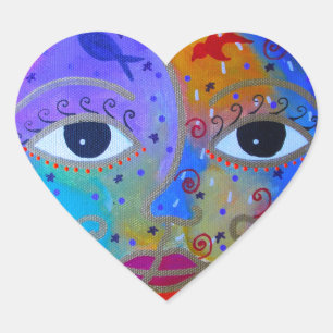 PEGATINA EN FORMA DE CORAZÓN SOL Y MOON/YIN Y YANG