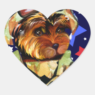 PEGATINA EN FORMA DE CORAZÓN SOLDADO YORKIE POO