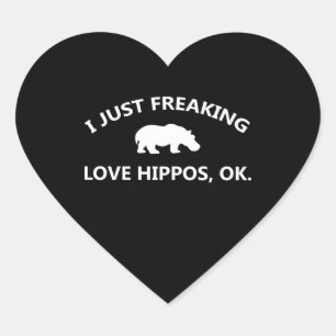 Pegatina En Forma De Corazón Solo me encanta el regalo de Hippos