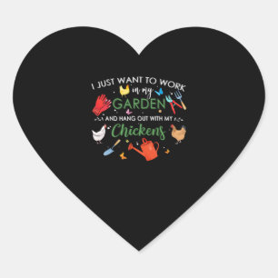 Pegatina En Forma De Corazón Solo Quiero Trabajar En Mi Jardín Y Colgar Pollos