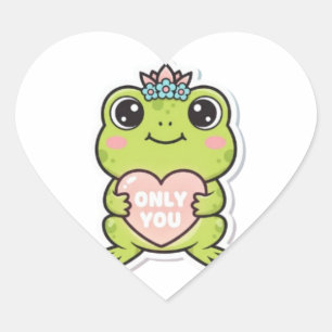 Pegatina En Forma De Corazón Solo Tú Sticker de Rana Lindo Sapo con Corazón Bri