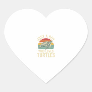 Pegatina En Forma De Corazón Solo un chico que ama las tortugas Camiseta vintag