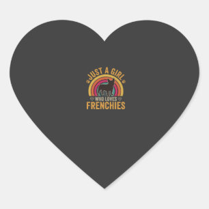Pegatina En Forma De Corazón Solo una chica que ama Frenchies Retro Dog_1