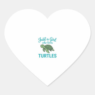 Pegatina En Forma De Corazón Solo una chica que ama las tortugas grabado vintag
