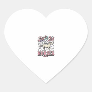 Pegatina En Forma De Corazón Solo Una Chica Que Ama Los Caballos Diseño Vector 