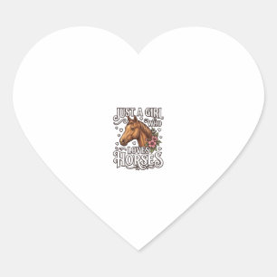 Pegatina En Forma De Corazón Solo Una Chica Que Ama Los Caballos Diseño Vintage