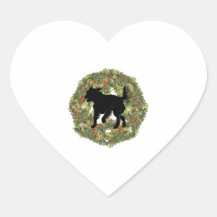 Pegatina En Forma De Corazón Sombra de silueta esponjosa perro cola en una cort