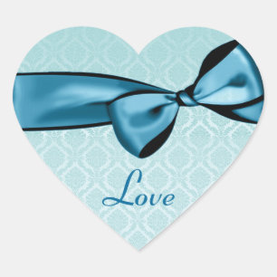 Pegatina En Forma De Corazón Sombras de la Boda Azul dobla pegatina del corazón