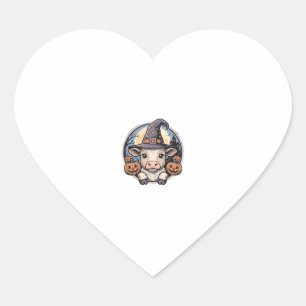 Pegatina En Forma De Corazón Sombrero de bruja de ternera de Halloween lindo gr