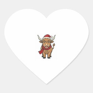 Pegatina En Forma De Corazón Sombrero de Santa de Vaca de las Tierras Altas de