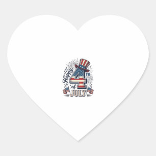 Pegatina En Forma De Corazón Sombrero Patriótico Vintage Feliz 4 de Julio Vecto