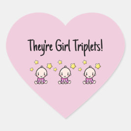 Pegatina En Forma De Corazón Son trillizos Chicas, bebés trípicos rosados Perso