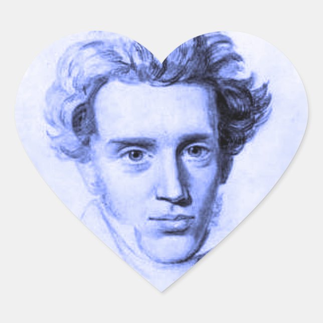 PEGATINA EN FORMA DE CORAZÓN "SOREN KIERKEGAARD" (Anverso)
