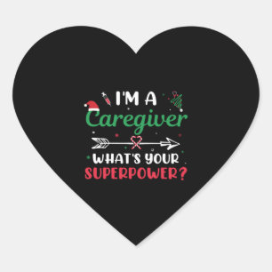 Pegatina En Forma De Corazón Soy un cuidador ¿Cuáles son tus Navidades de super
